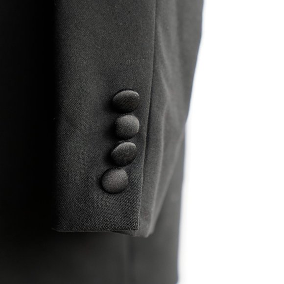 Vintage Lanvin Paris Single Breasted Black Wool Tuxedo Jacket Blazer, Size 44R - Picture 4 of 11